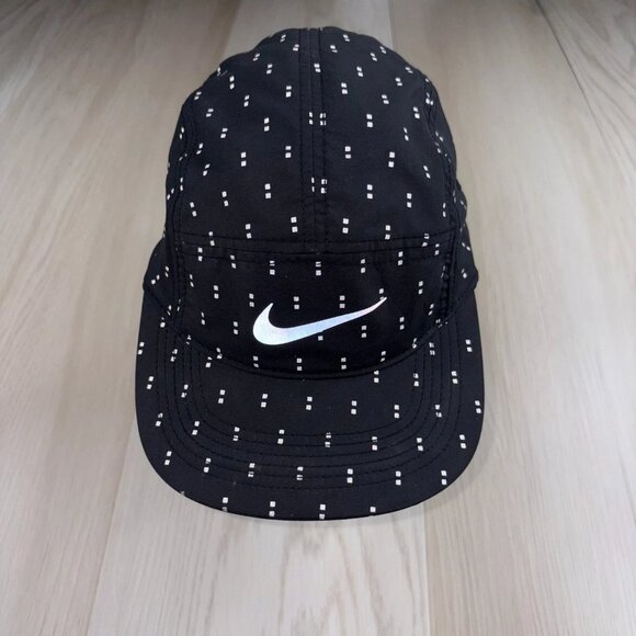 Nike AW84 Mens Black Reflective Dot Classic Adjustable 5-Panel Hat Cap One Size - Picture 1 of 8